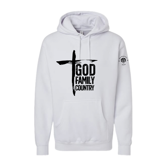 GOD · FAMILY · COUNTRY - Hoodie - (Black & White)