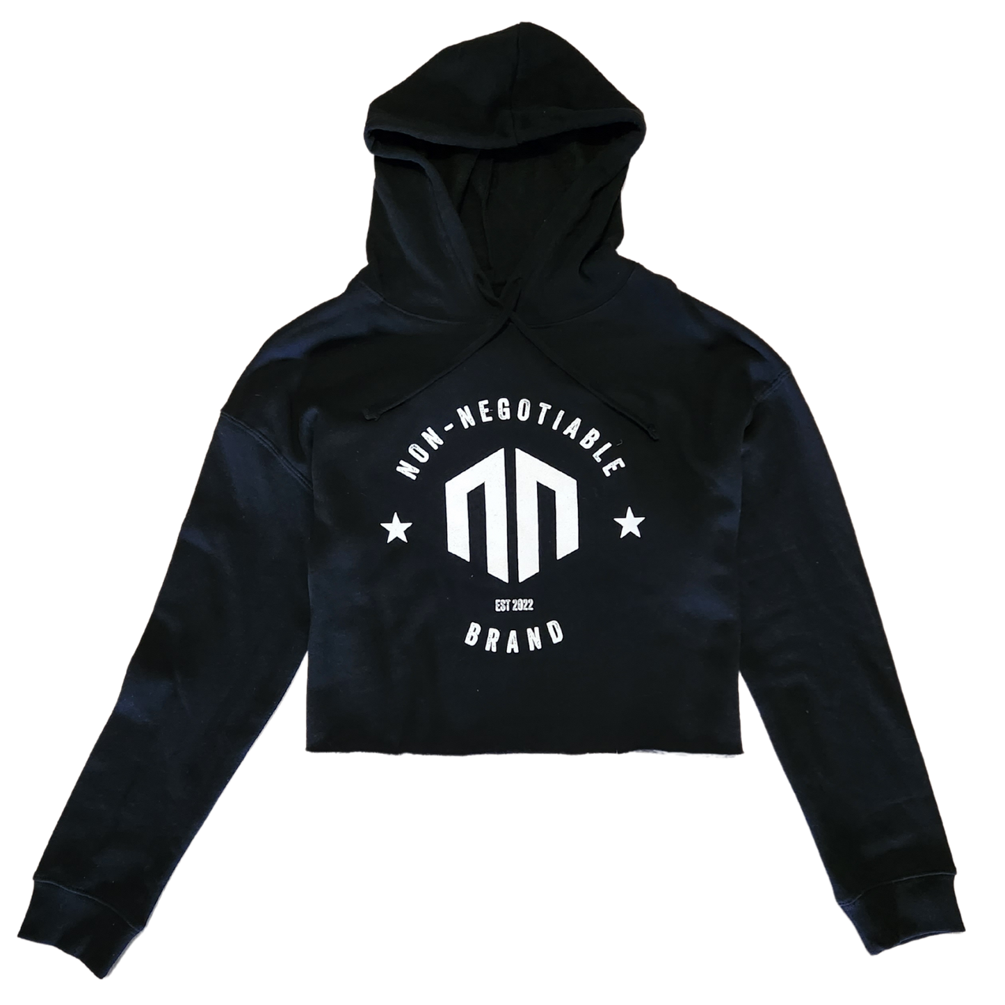 NON-NEGOTIABLE BRAND CROPPED HOODIE - BLACK