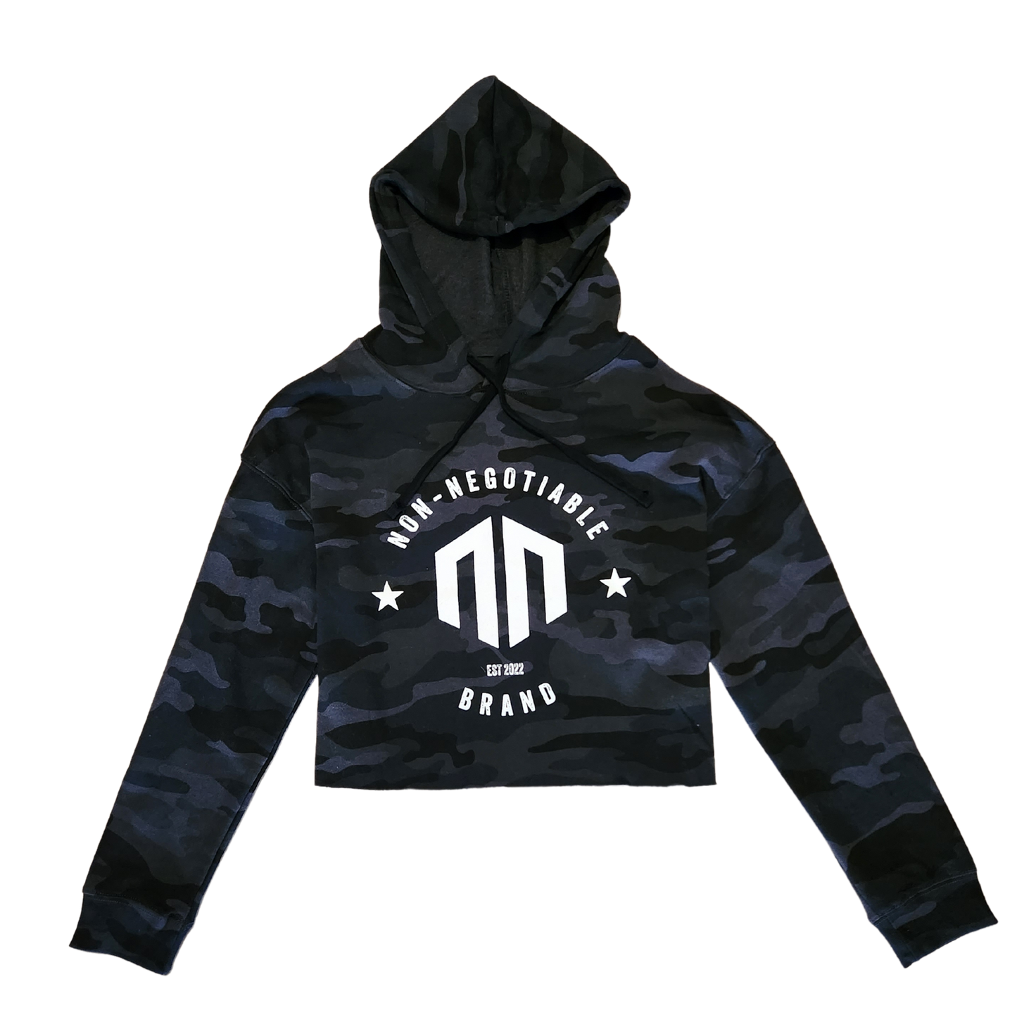 NON-NEGOTIABLE BRAND CROPPED HOODIE - BLK CAMO