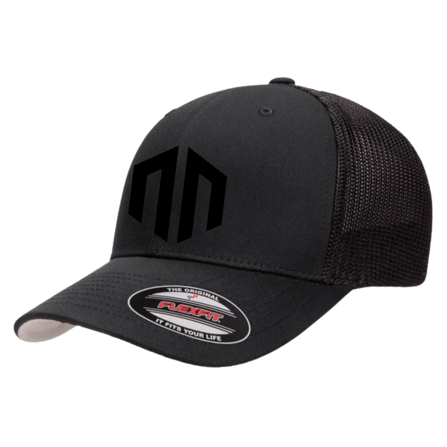 NN LOGO - Trucker FlexFit Mesh Fullback - Black on Black