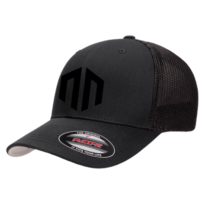 NN LOGO - Trucker FlexFit Mesh Fullback - Black on Black