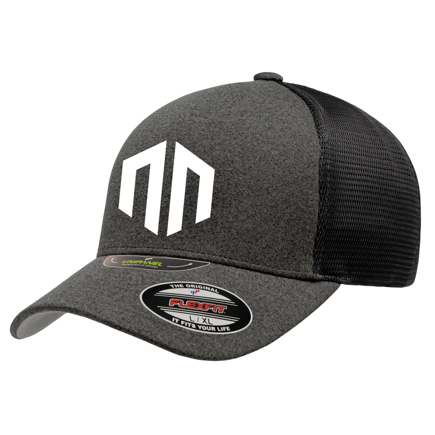 NN LOGO - Trucker FlexFit Mesh Fullback - Melange Dark Grey/Black