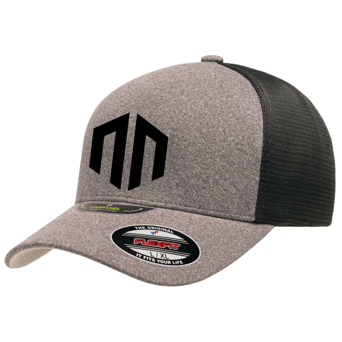 NN LOGO - Trucker FlexFit Mesh Fullback - Melange Heather/Black