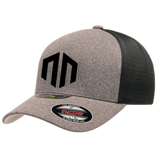 NN LOGO - Trucker FlexFit Mesh Fullback - Melange Heather/Black