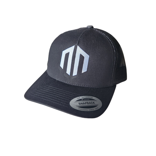 NN LOGO - Classic Trucker Mesh Snapback - Black w/ White Logo