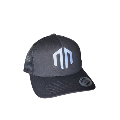 NN LOGO - Classic Trucker Mesh Snapback - Black w/ White Logo