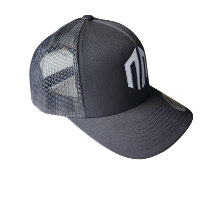 NN LOGO - Classic Trucker Mesh Snapback - Black w/ White Logo