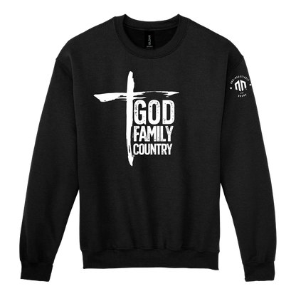 GOD - FAMILY - COUNTRY - Crew Neck - **NEW** (Black & White)