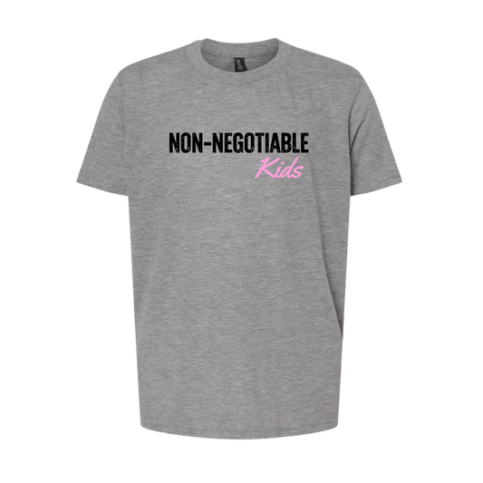 Non-Negotiable Kids - Tri-Blend T-Shirt - GREY/PINK