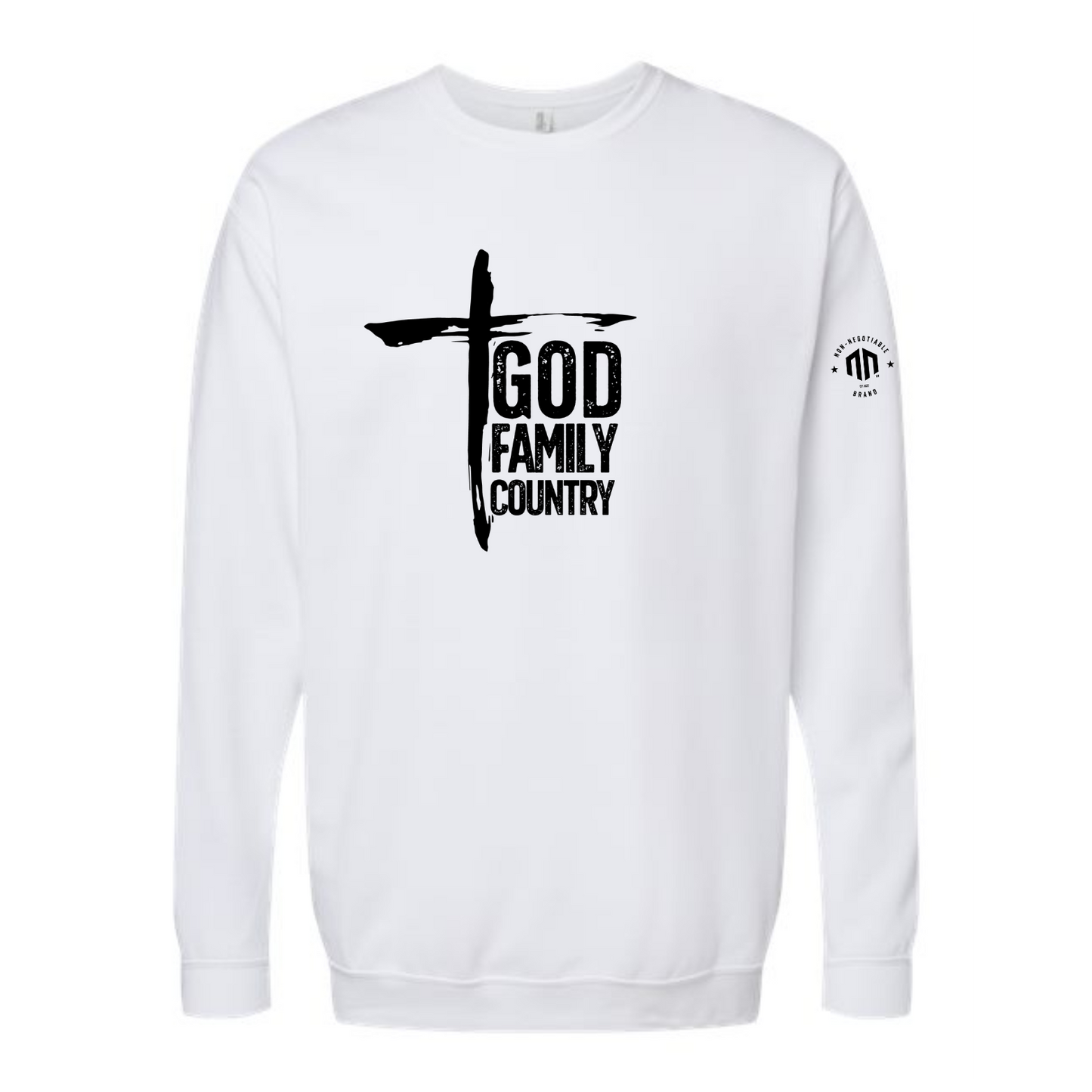 GOD - FAMILY - COUNTRY - Crew Neck - **NEW** (Black & White)