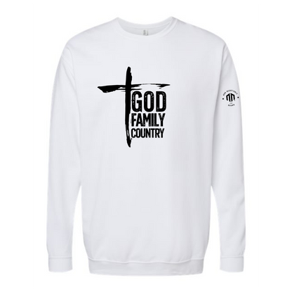 GOD - FAMILY - COUNTRY - Crew Neck - **NEW** (Black & White)