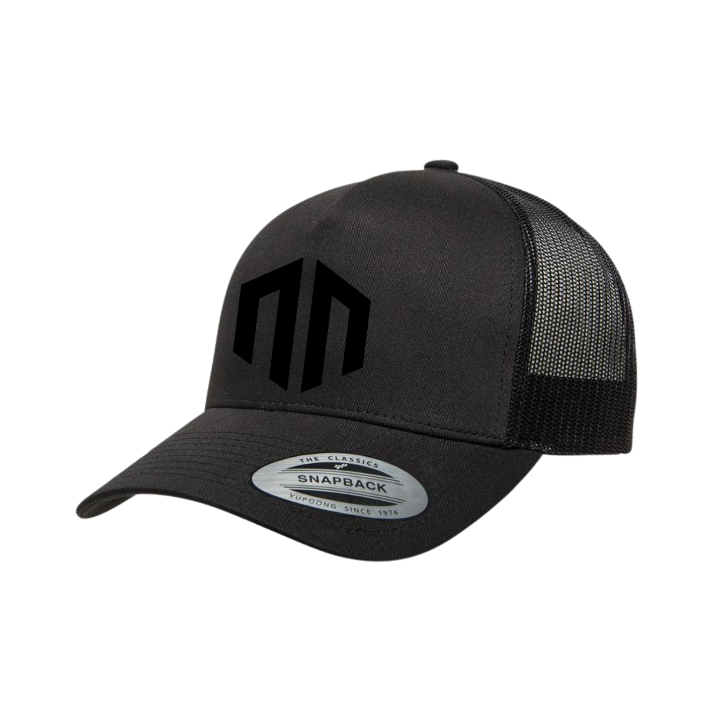 NN LOGO - Black on Black - Classic Trucker Mesh Snapback