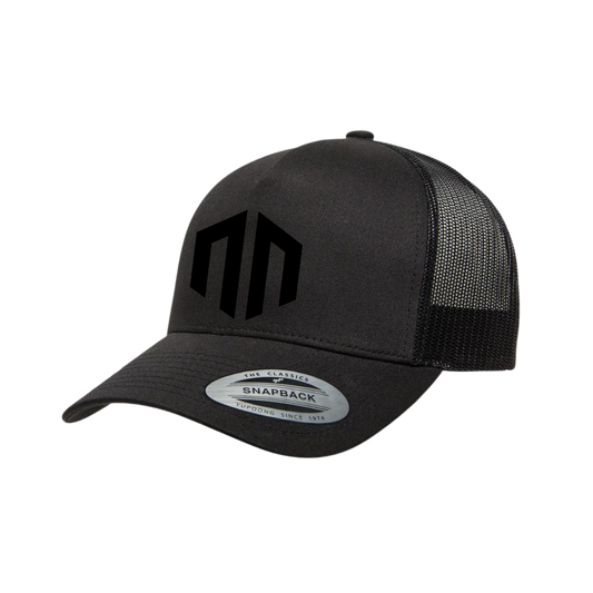 NN LOGO - Black on Black - Classic Trucker Mesh Snapback